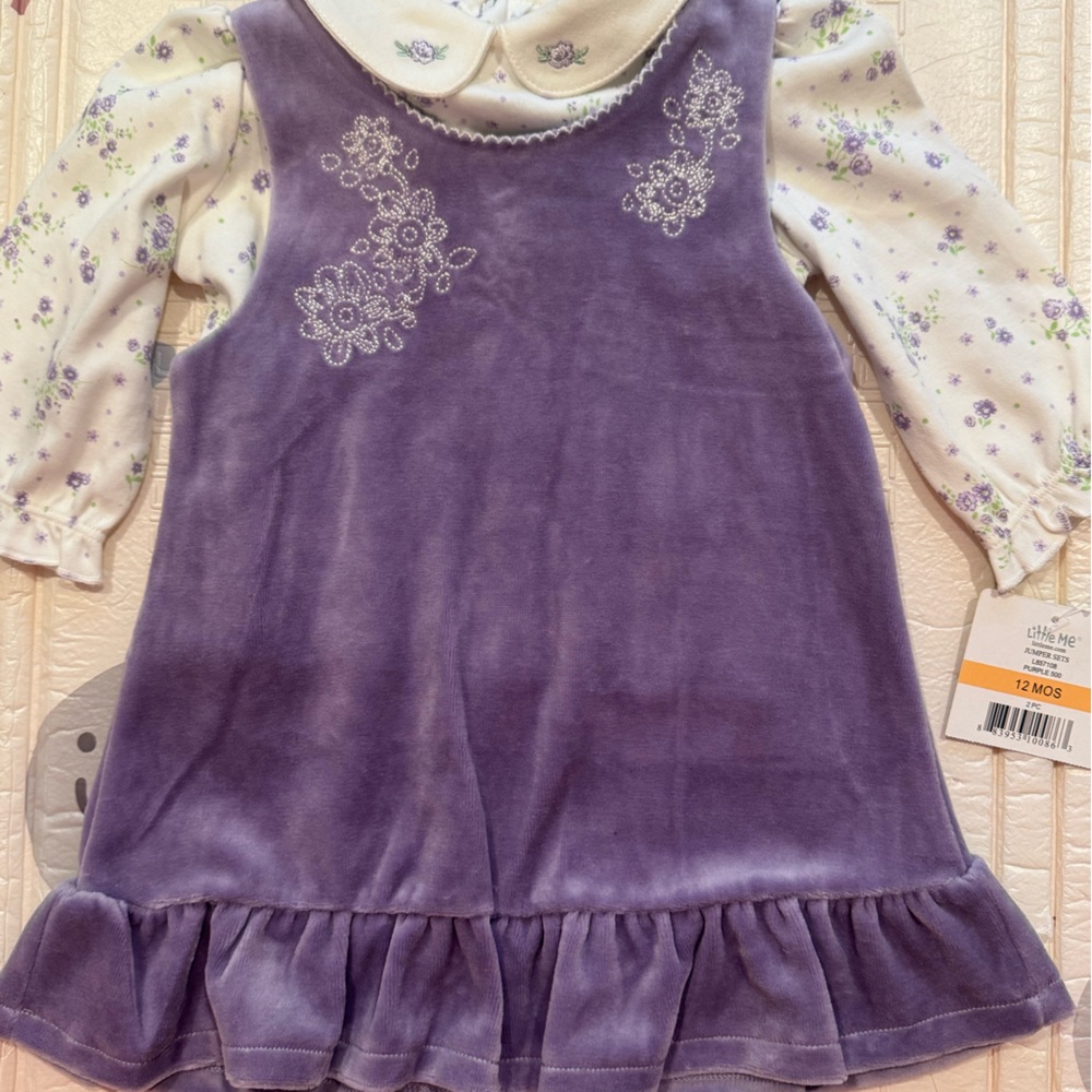 90s Little Me Lavender Peter Pan Collar Embroidered  Jumper Floral Blouse NWT - Picture 12 of 13